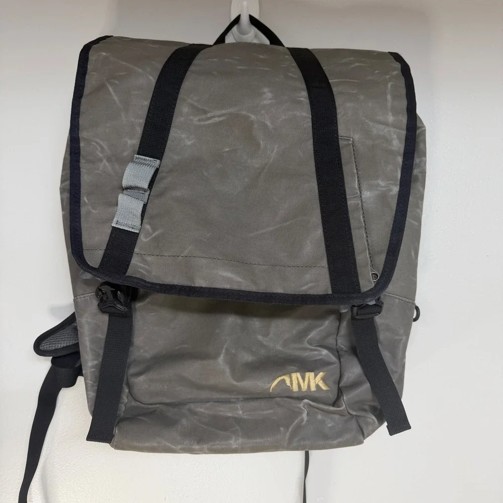 Mountain Khakis MK Jackson Hole Wyoming Backpack Olive Grey Coated Canvas